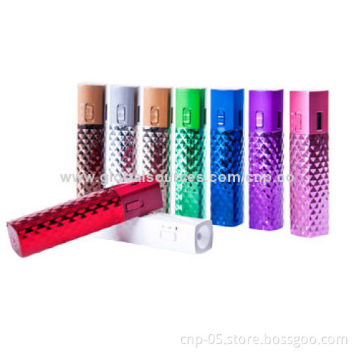 Lipstick-shaped Power Bank for iPhone, Easy to Carry, Shining or Smooth Surface Available, 2,200mAh